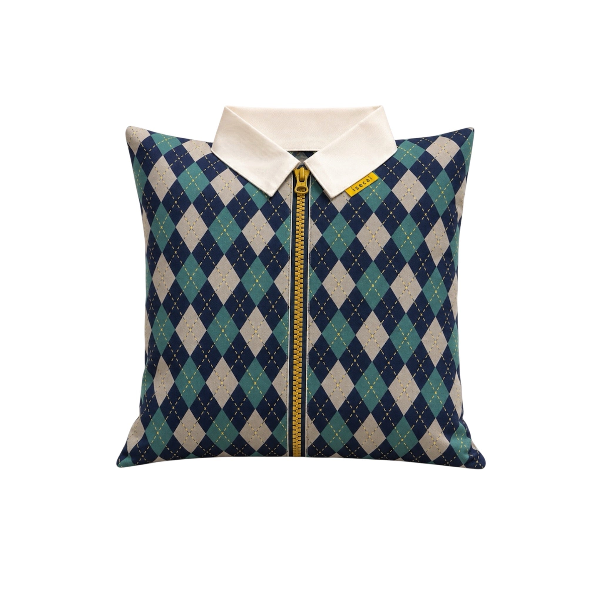 SHIRT CUSHION COVER NAVY ARGYLE