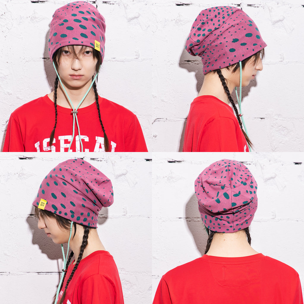 EGG STRING BEANIE  MINT PINK